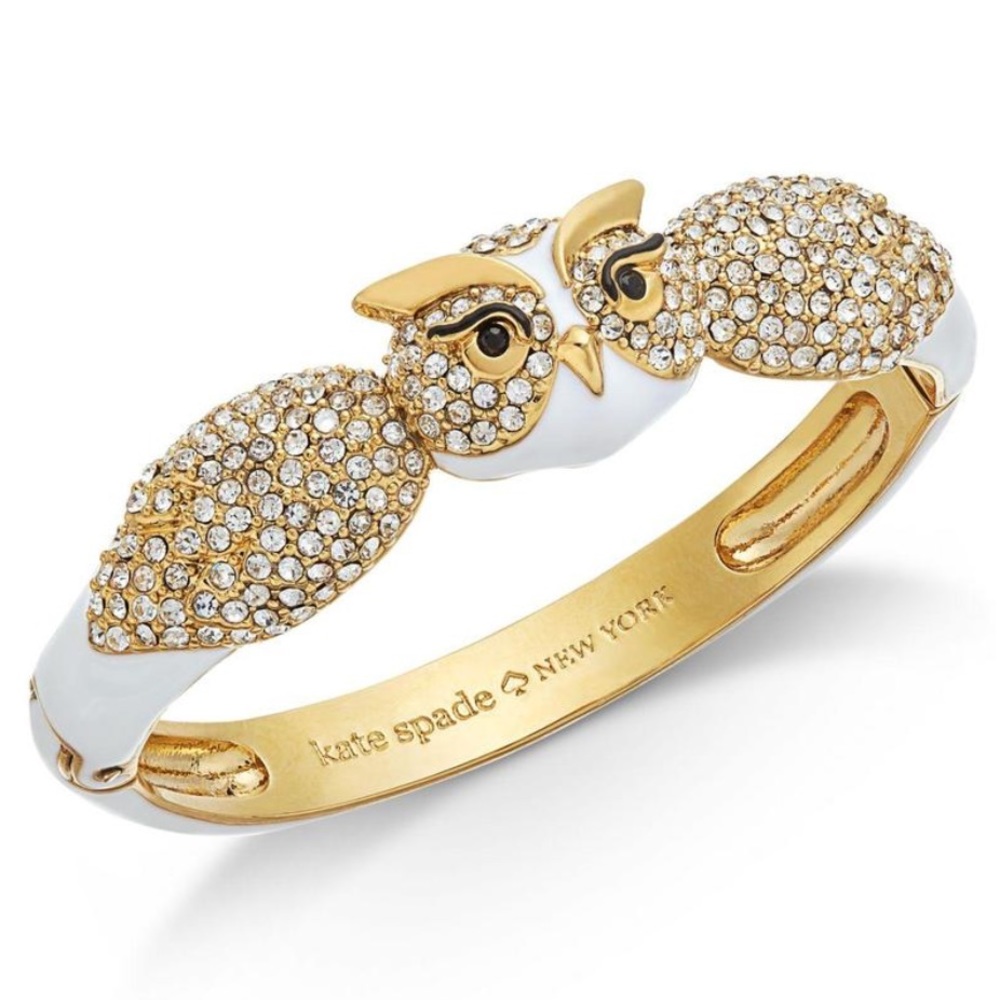 Kate spade Crystal Gold Owl Bangle Bracelet